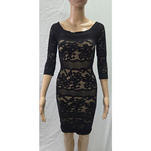Bebe | Black dress with tan lining | Women| Size Small | lace